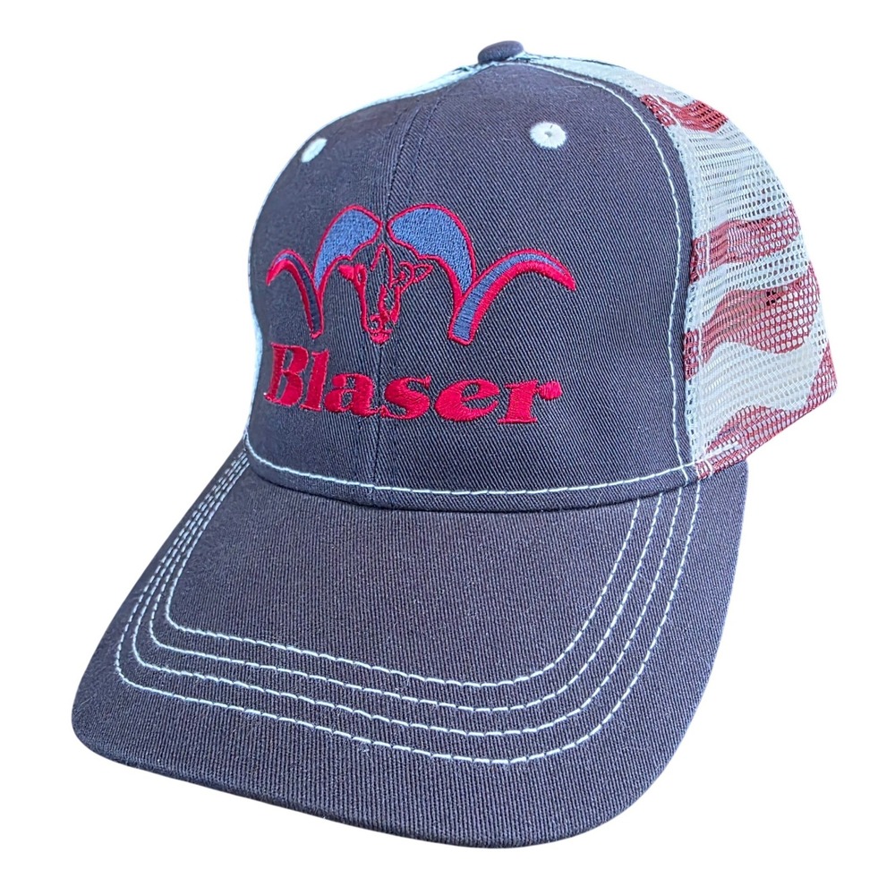 Blaser USA Mad Dog Guns Strapback Hat Blue Mesh Flag Embroidered
